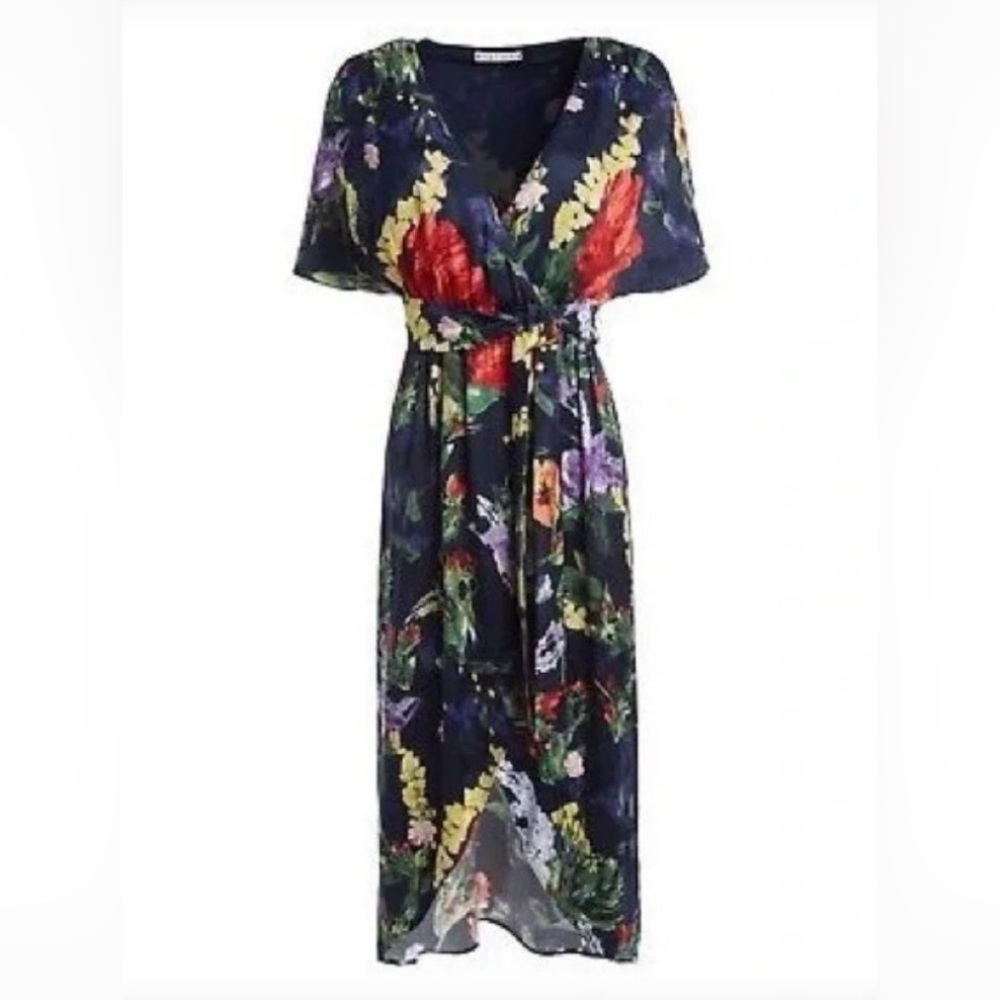 Alice + Olivia clarine wrap hi lo dress in size 0